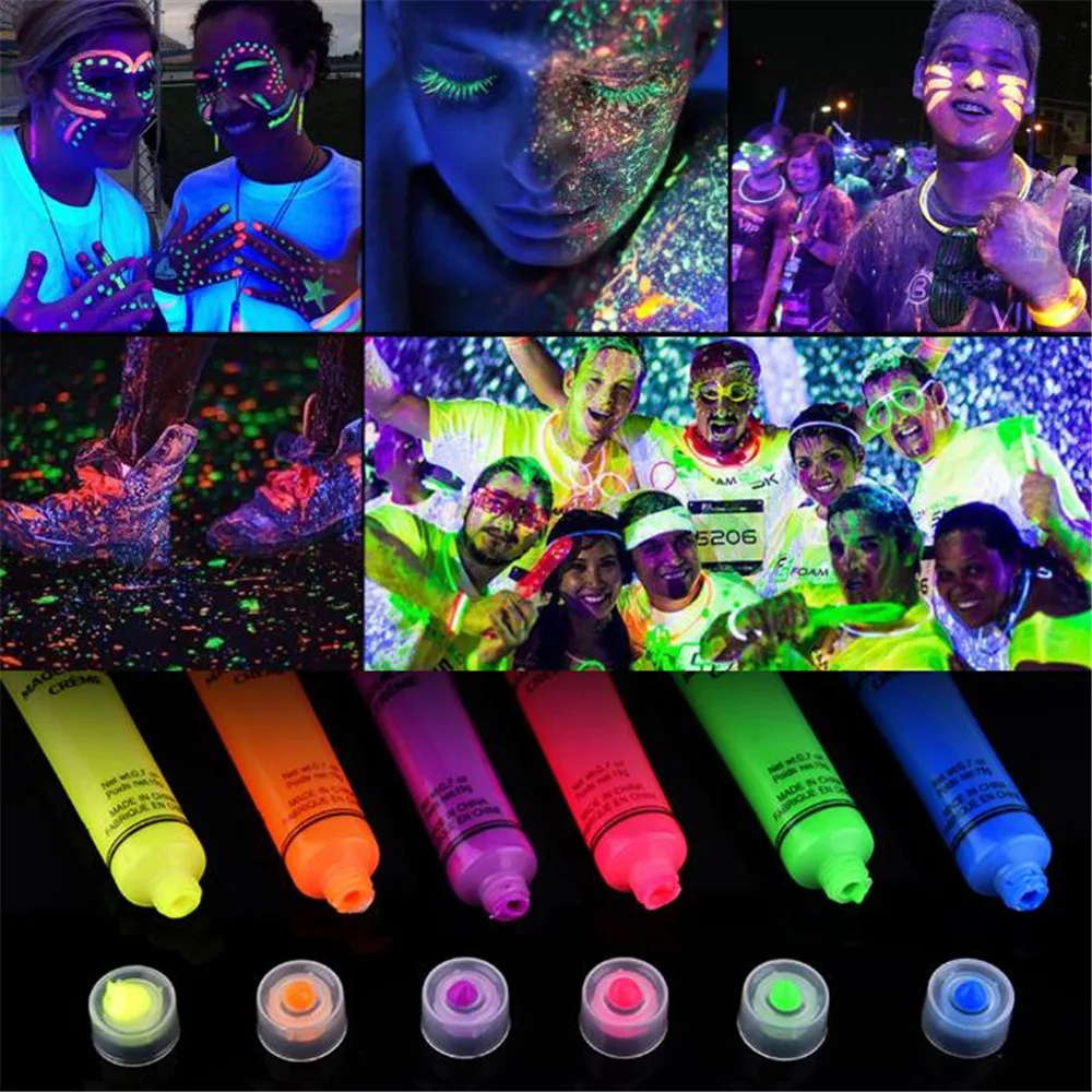 Neno Face Paints Glow In Dark,Glow Paint Non-toxic & Safe To Skin Easy ...