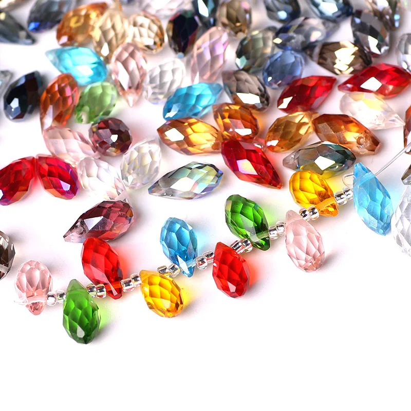 

Faceted Drop Glass Beads For Jewelry Making Bulk 10X20/12X25MM Crystal Beads For Pendant Bracelet Charms DIY Crafts Accessories