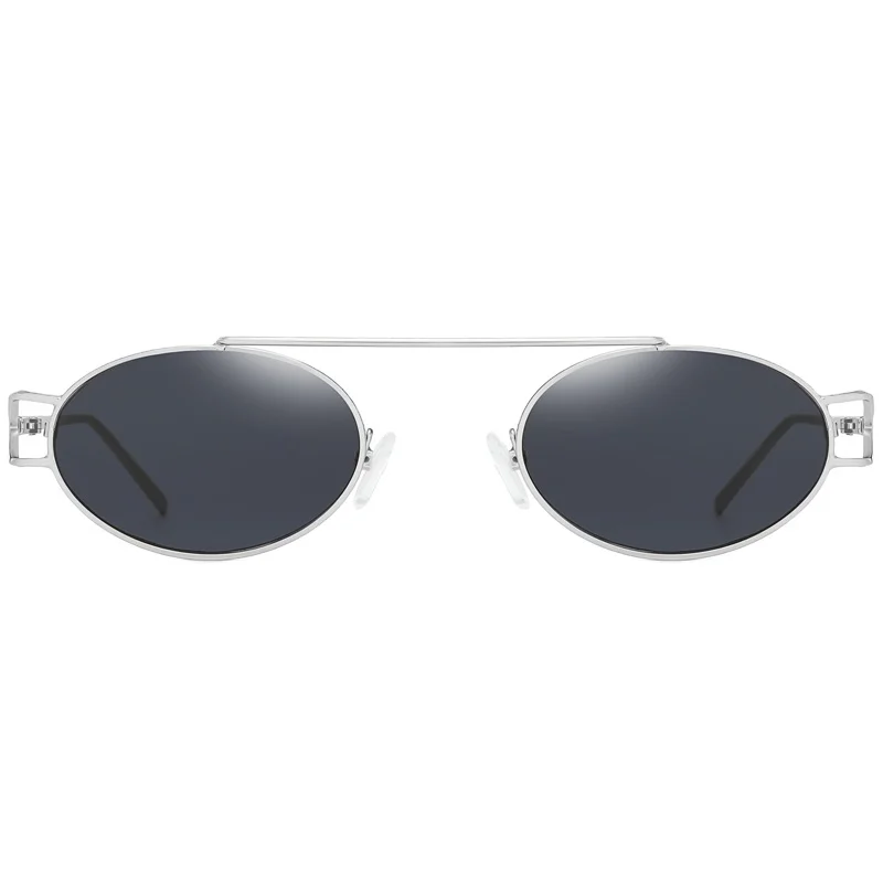 

RENNES [RTS] Trendy outdoor hip hop retro fashionable transparent glasses with nose pads double bridge metal frame sunglasses, Colorful