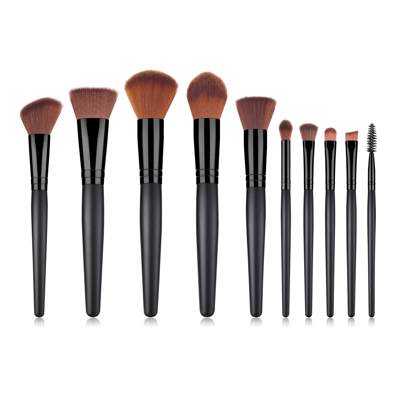 

Black Handle Makeup Brushes Foundation Eyelash Blending Makeup Brush Set Best Quality Your Own Logo 10PCS Classic Ladies Makeup