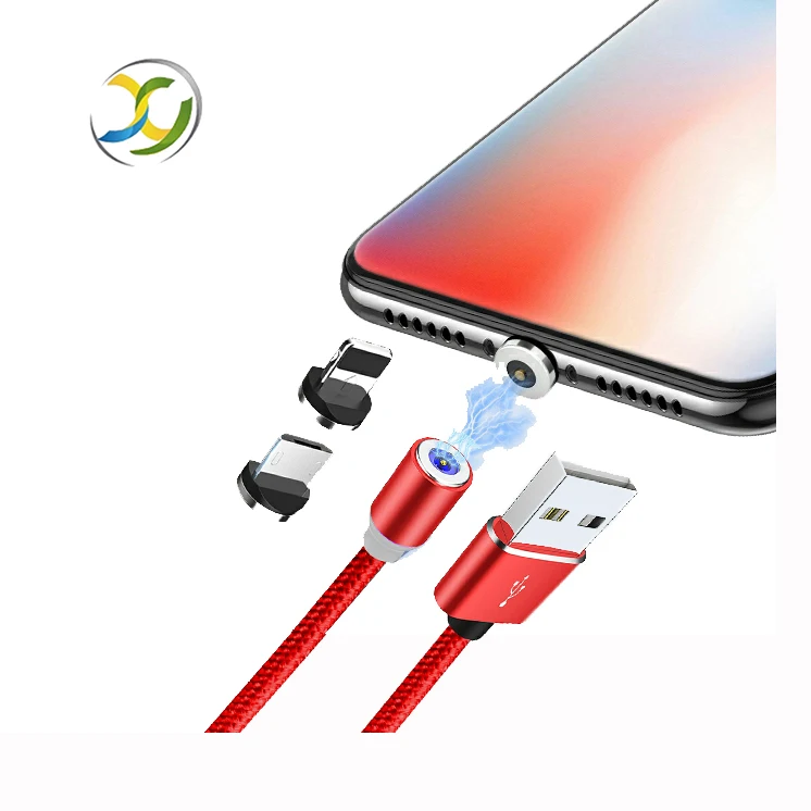 

3in1 5A Charging Cables 360 Rotation Universal Nylon OEM Magnetic 3 In 1 Usb Cable, Black/blue/red or customized