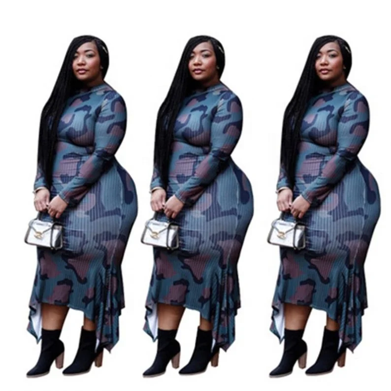 

Women Autumn Camouflage Plus Size Casual Loose Dress ., Picture