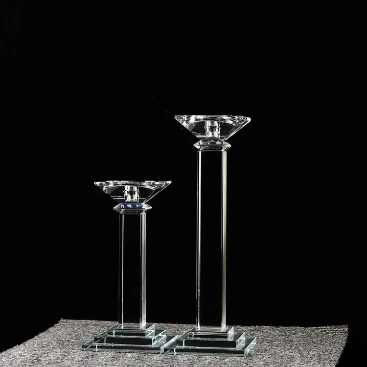 Wholesale Square Crystal Table Tealight Candle Stand Crystal Cube