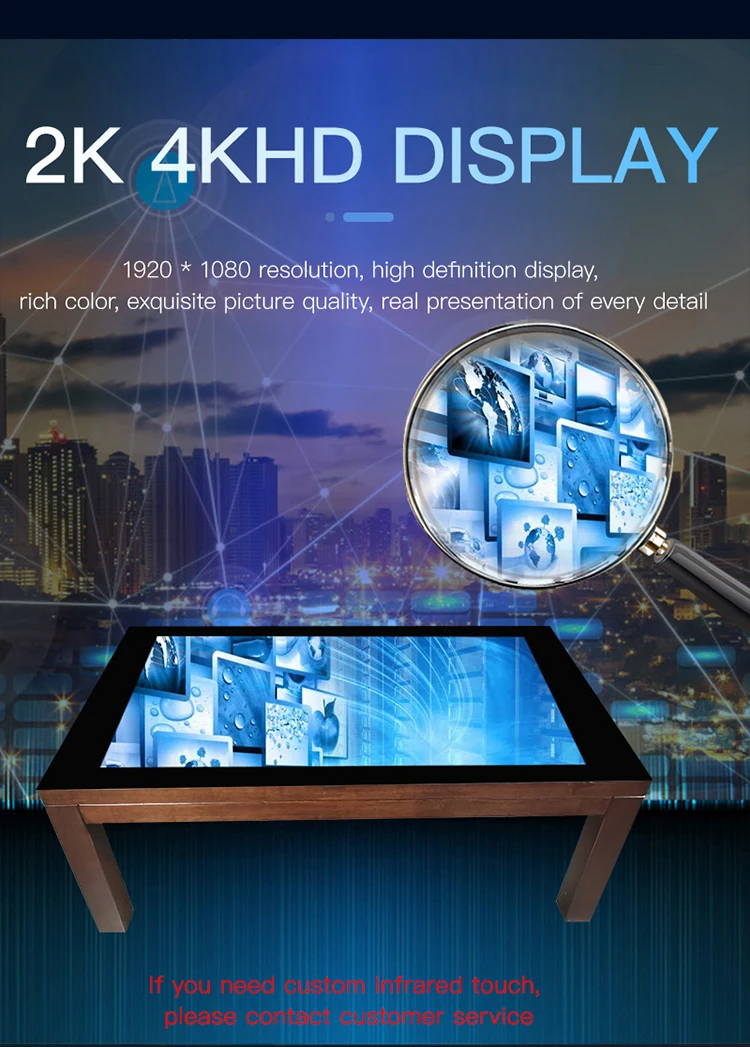 43 Inch wood Android Interactive multi touch screen table smart conference table