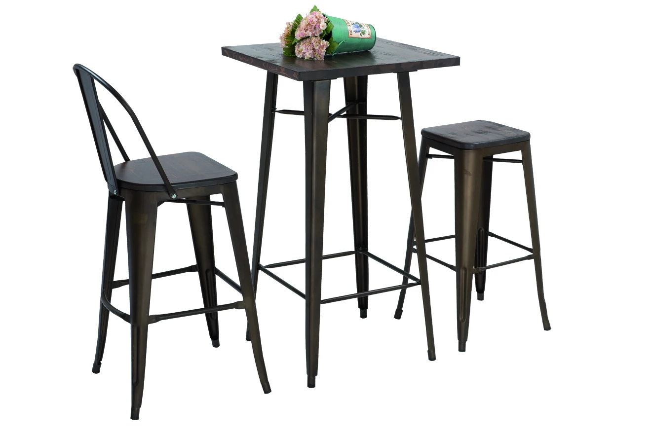 Commercial Bar Furniture Metal Wooden High Bar Stool Chair With High