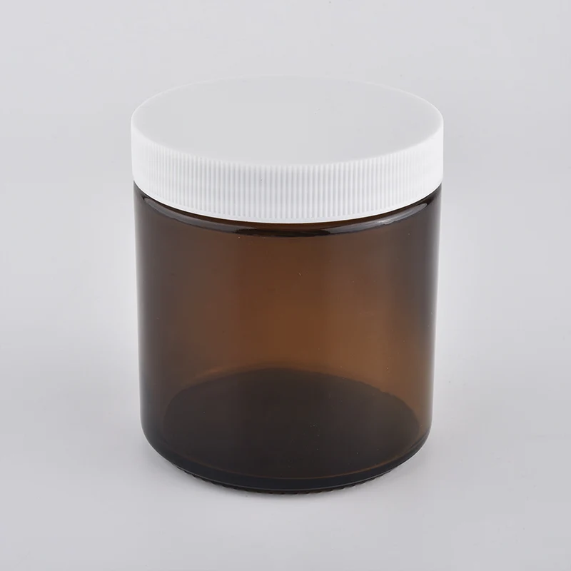 Wholesale Amber Glass Candle Container With Lid