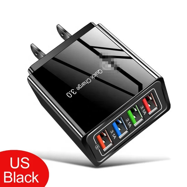 

New arrival travel Quick 4 Ports USB QC3.0 Fast Charging Mobile Phone Car Wall charger adapter For iPhone 12 pro 13 For laptop