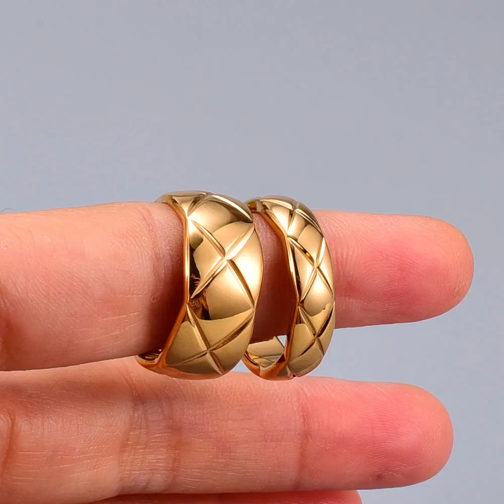 

Stainless Steel Gold Silver Color Ring Geometric Fashion Trendy Brand Couple Ring Jewelry for Women Lovers Engagement Gift 2020