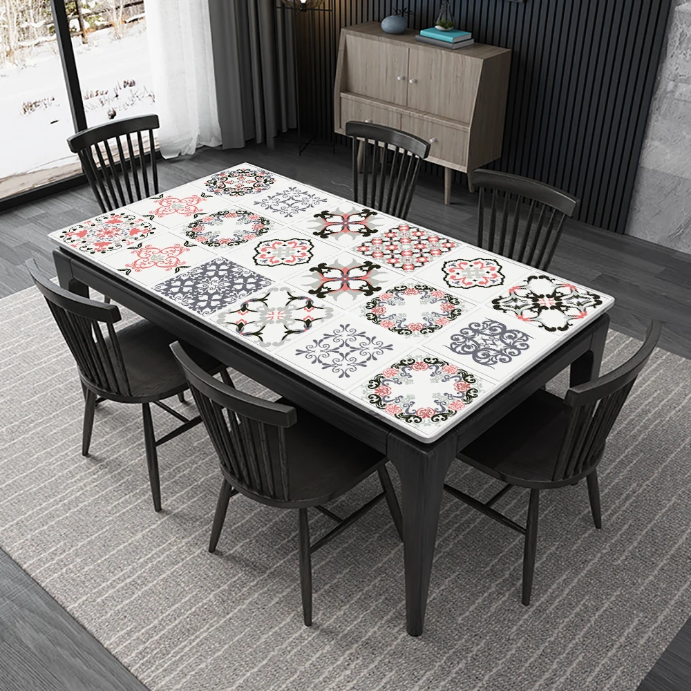 

Matte Film European Style Flower Tile Sticker Bathroom Home Decor Wallpaper Peel & Stick Waterproof Wall Sticker