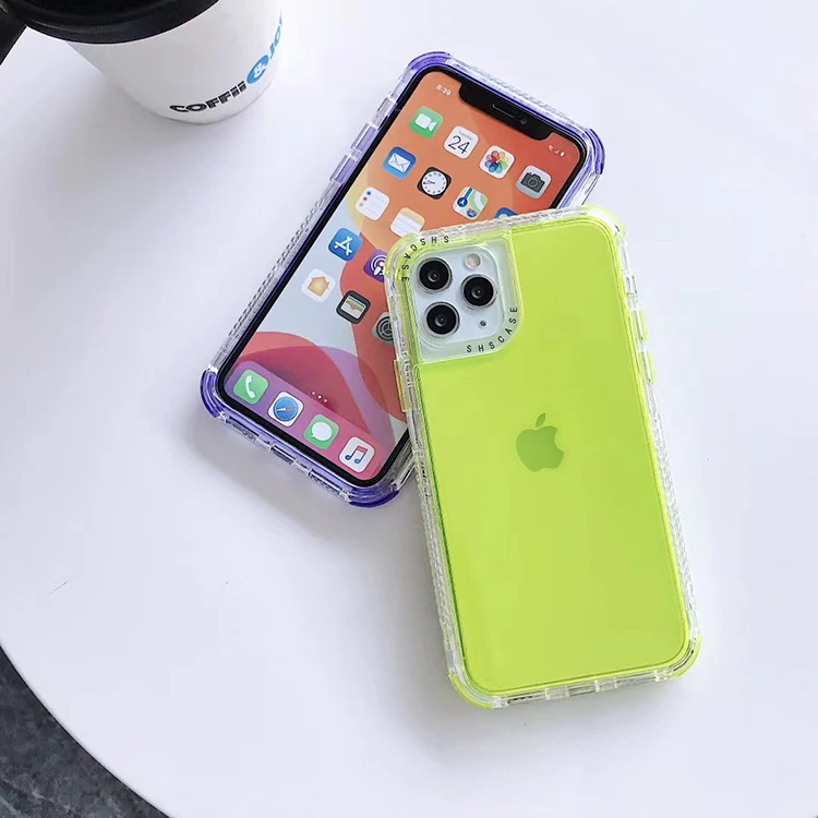 

NEW 3 in 1TPU Neon Phone Case Custom For iPhone 12 Case Colorful Phone Cover Manufacturer For iPhone 11 Case, 6 color