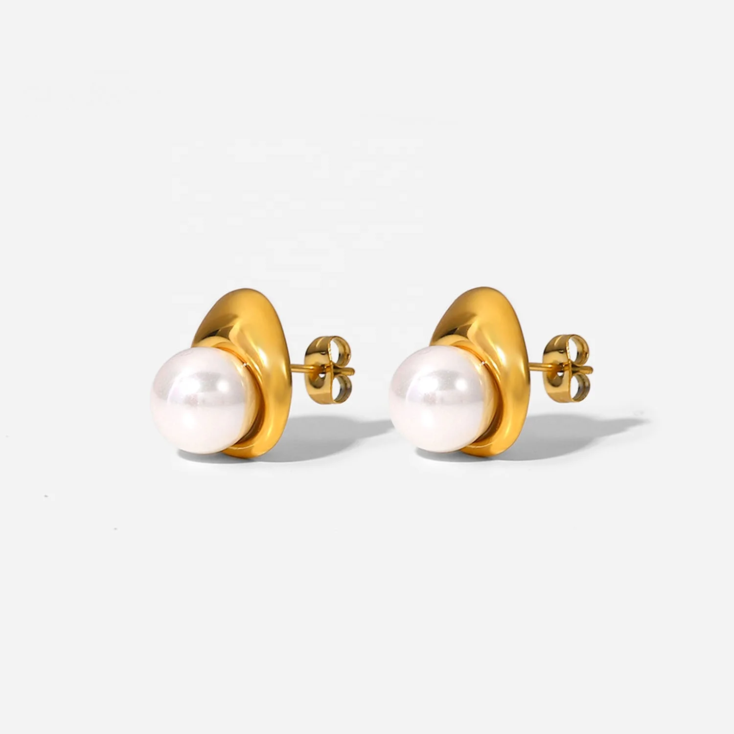 

Waterproof Jewelry 18K Gold Plated Pearl Earring Stainless Steel Pearl stud Earring for Women