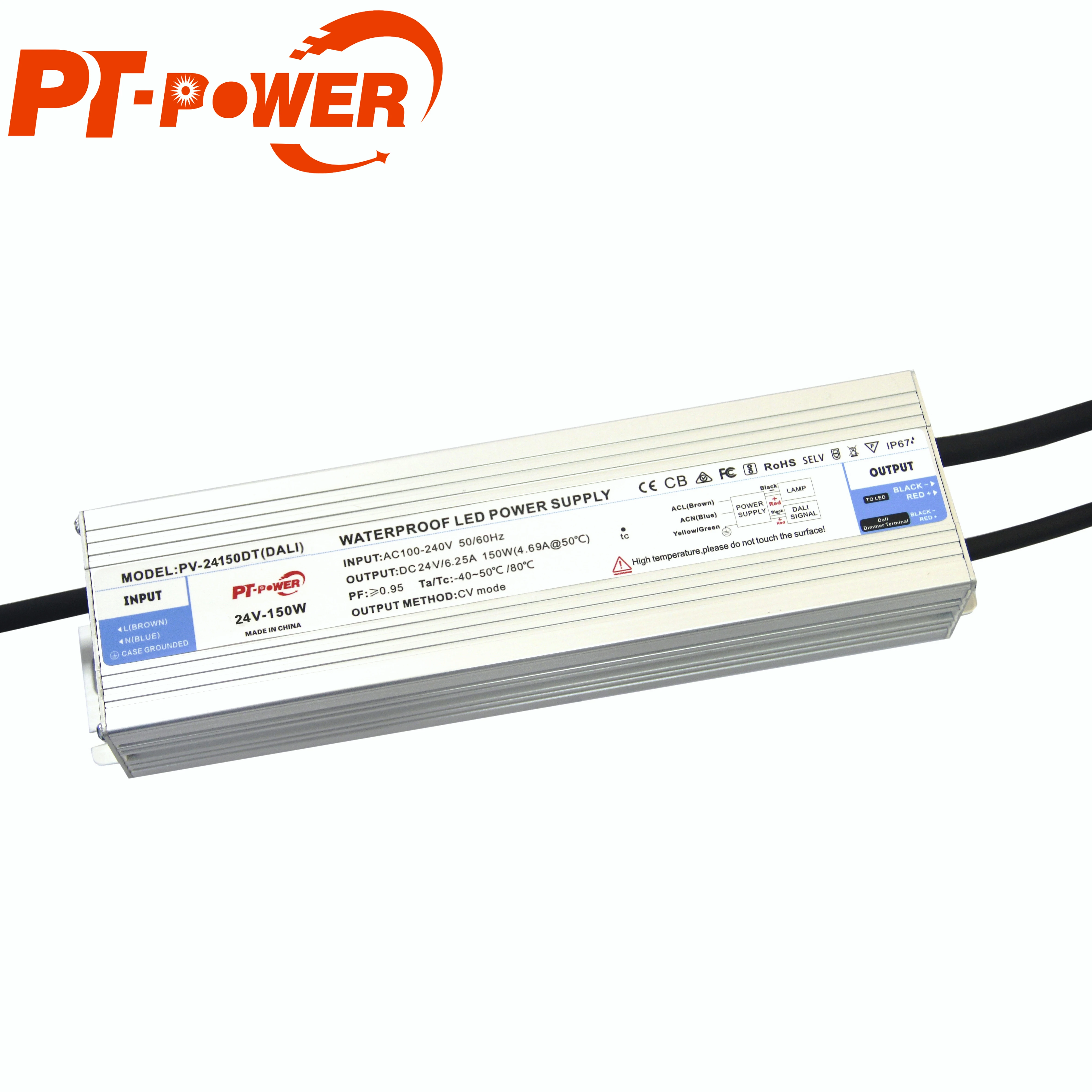 

150W slim LED Light Sources Driver Strip Lights Control Systems Outdoor Light flickerfree DALI Dimmable led driver, Silver