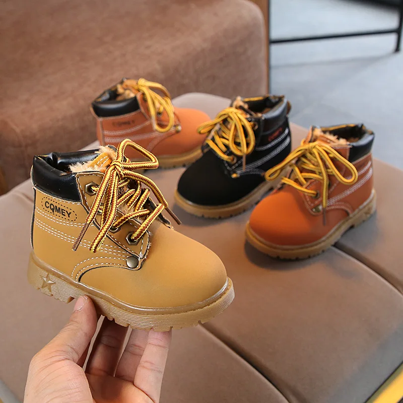 

Children Warm Boys Girls Sneaker Boots Kids Baby Casual Shoes Anti-slip Fashion Zip Soft Pu Leather Breathable Boot Baby