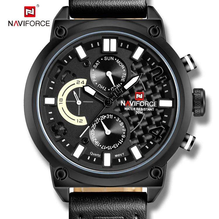 

NAVIFORCE 9068 Luxury Brand Genuine Leather Men watches in Wristwatch montre hommes navi navy force