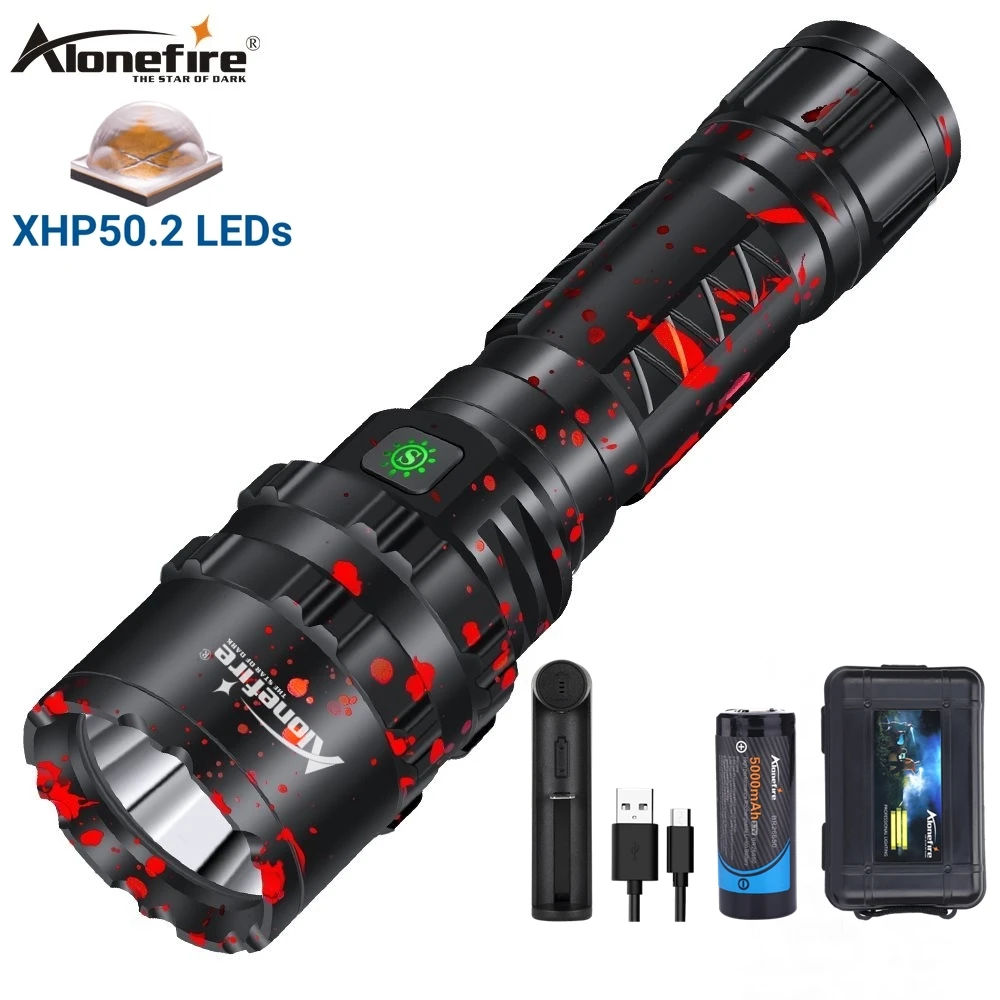 Alonefire G200 XHP50.2 LED Ultra Bright light Tactical Flashlight USB charging Outdoor hike Patrol hunting Powerful Torch 26650