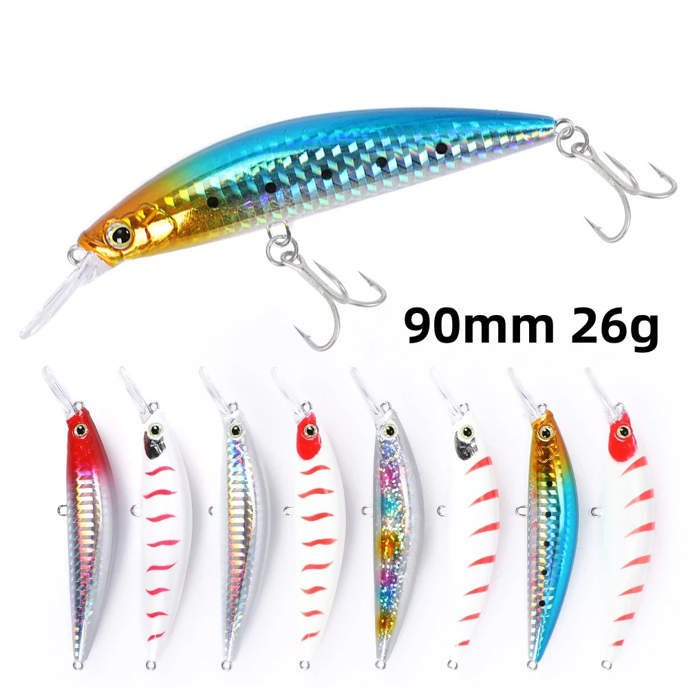 

Jetshark 9cm 26g 8colors 3D Eyes Fishing Artificial Biomimetic bait Hard Minnow Fishing Lure