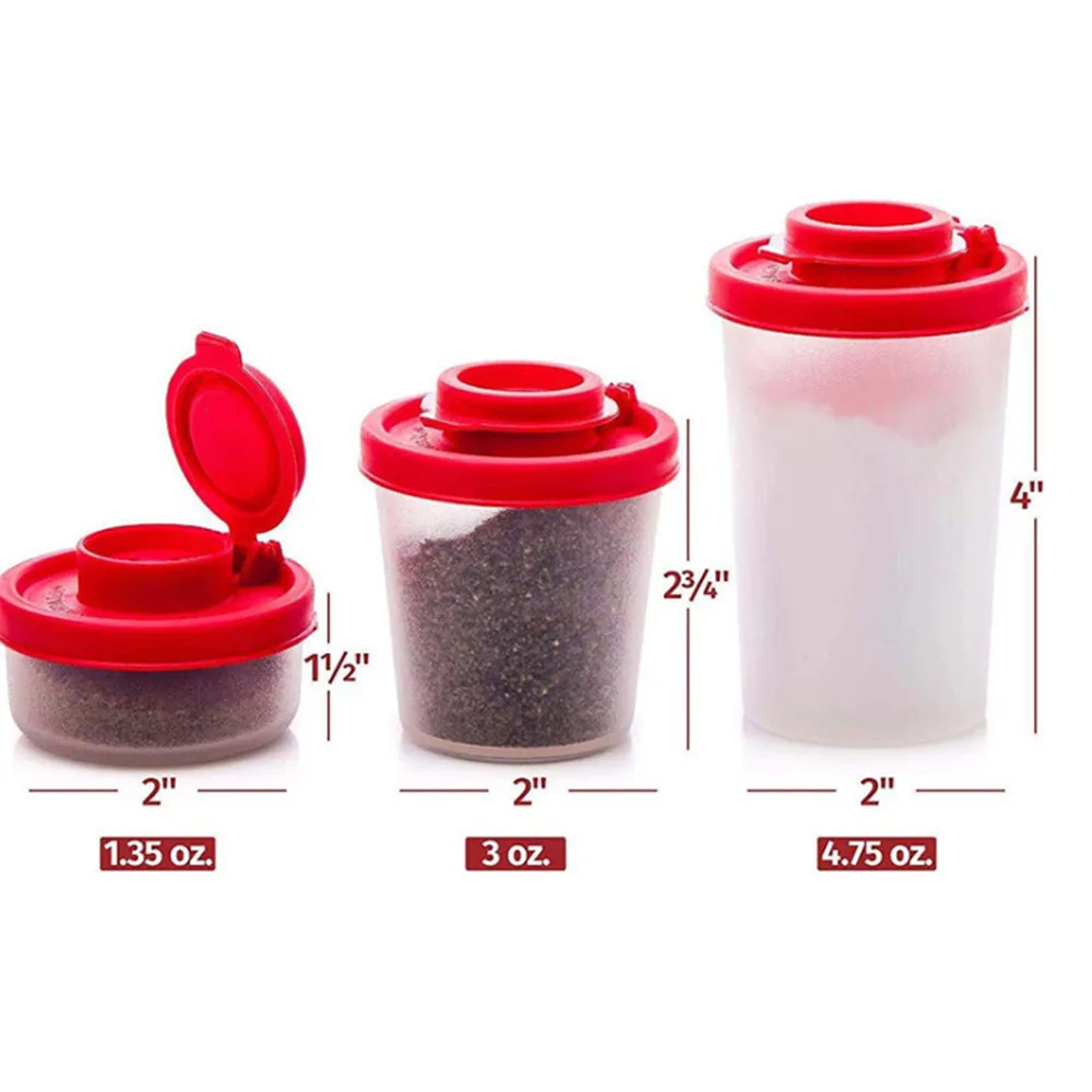 

Salt and Pepper Shakers Moisture Proof Salt Shaker Kitchen Spice Set Clear with Red Covers Plastic Airtight Spice Jar Dispenser