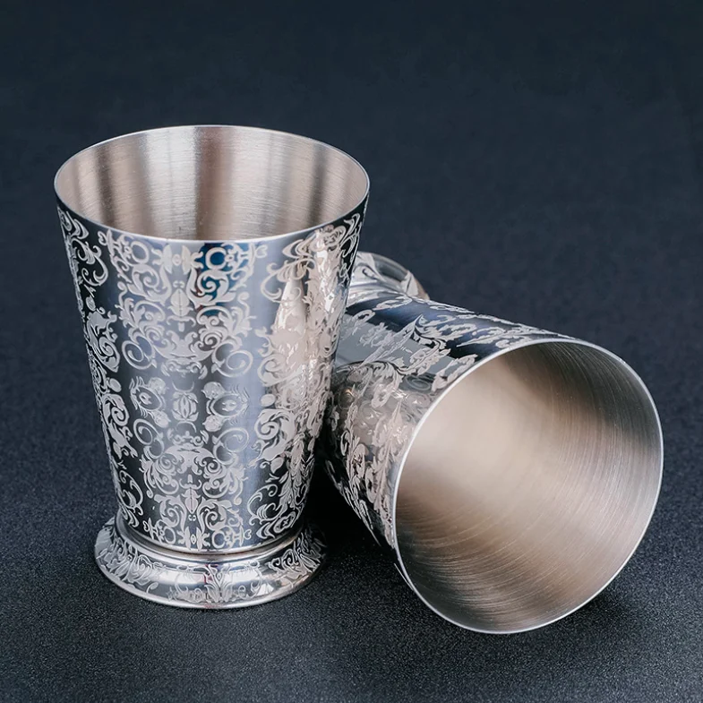 Custom Nickel Plated Beautifully Beaded Trim Edging Cup 12 Oz Moscow Mule Mint Julep Cup