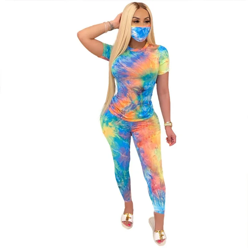 

Two Piece Set Women Fashion Tie Dye Print Bodycon Track Suit Long Sleeve Top Slim Pencil Trousers Outfits Matching Set B702