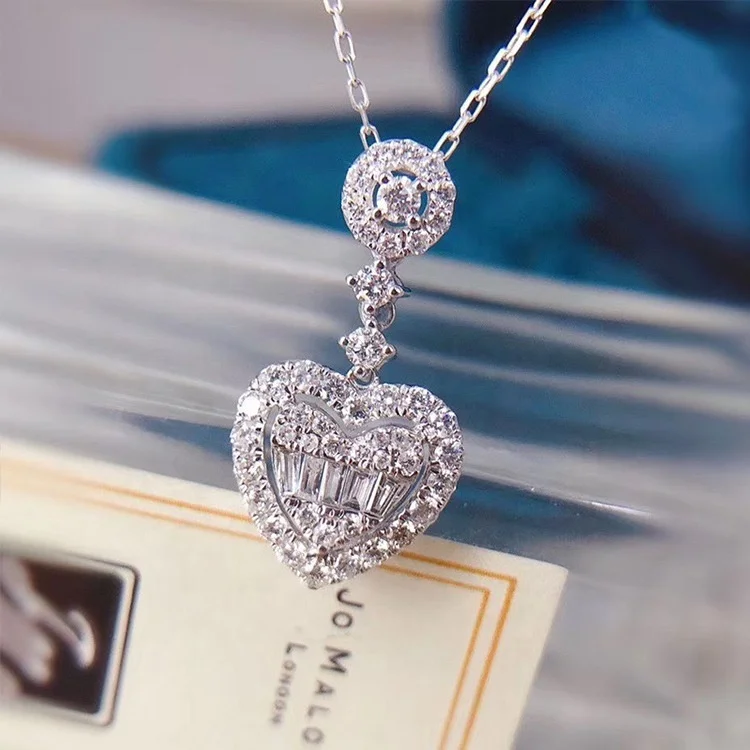 

Heart love zircon Pendant Party Wedding Pendants Chain Necklace For Women Bridal Fine Jewelry