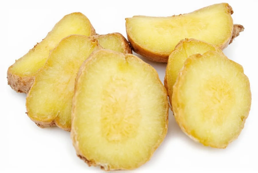 Fresh ginger root selection guide showing firm, smooth ginger pieces with golden brown skin