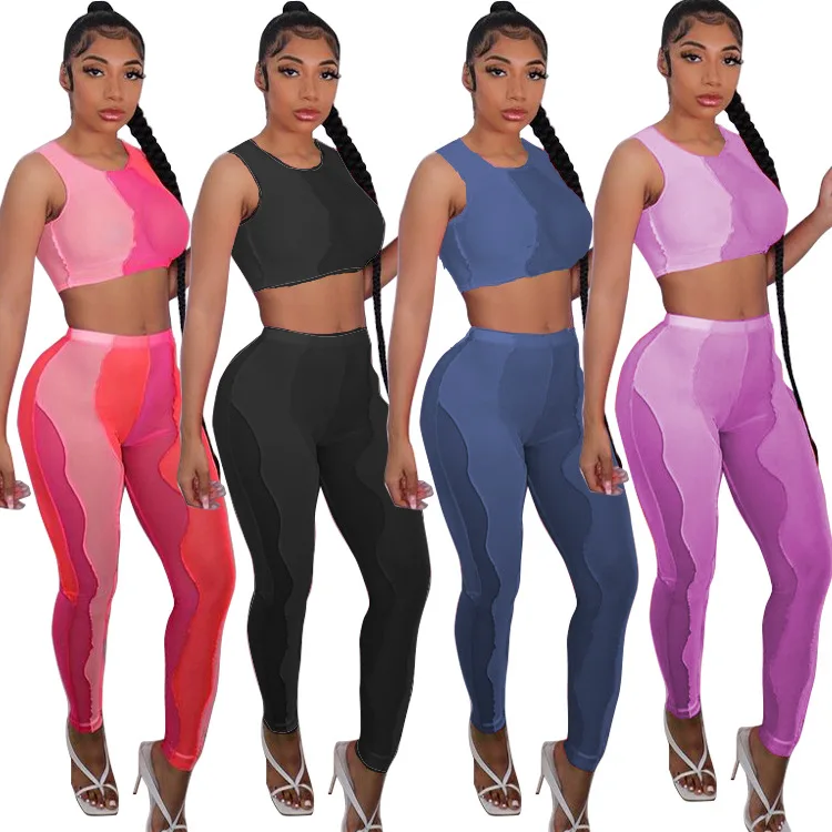 

Summer Color Stripe Sexy Sleeveless Jumpsuits And Rompers Pant Sets