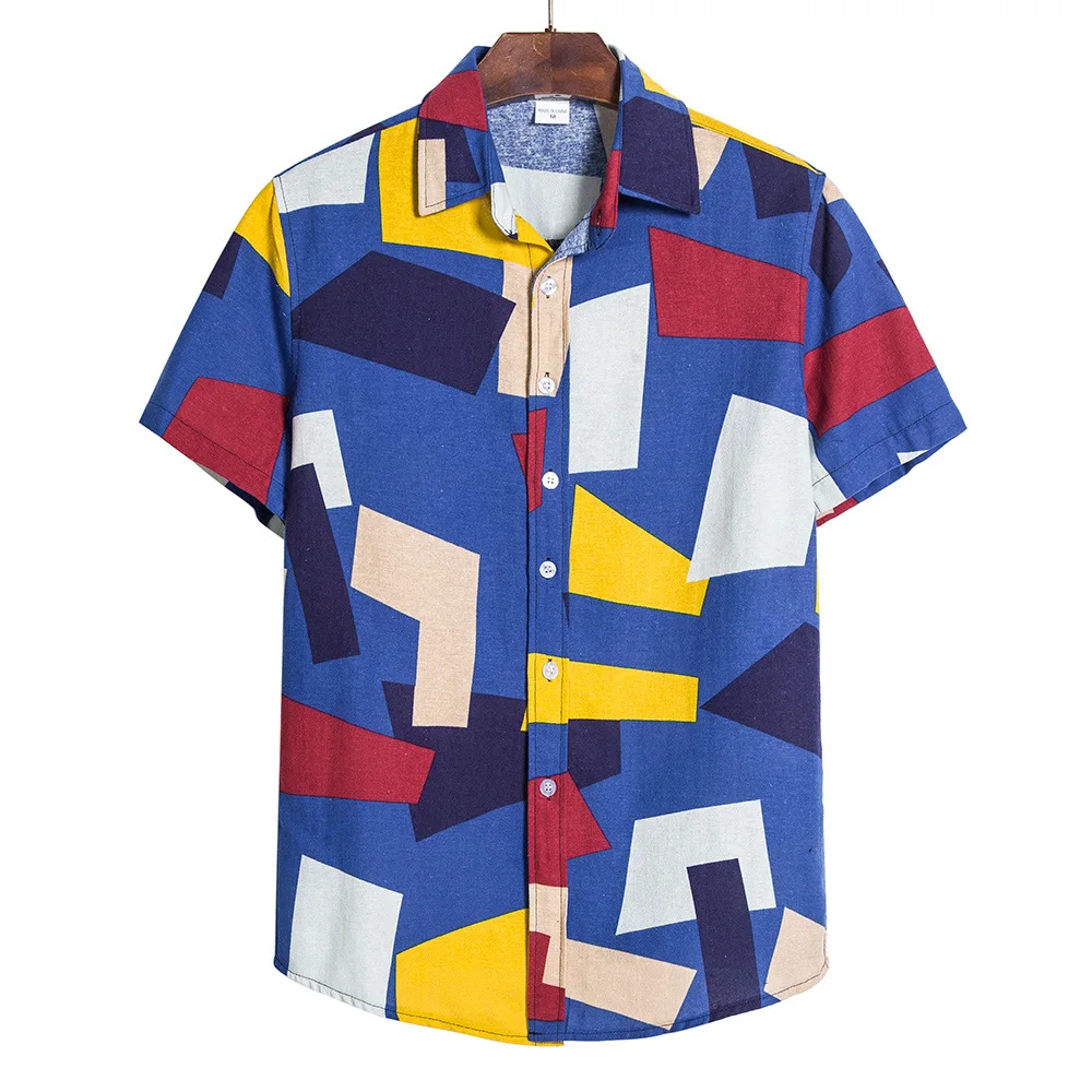 

Loose Summer Men's Short-sleeved Shirt Printed Casual Men's Shirt