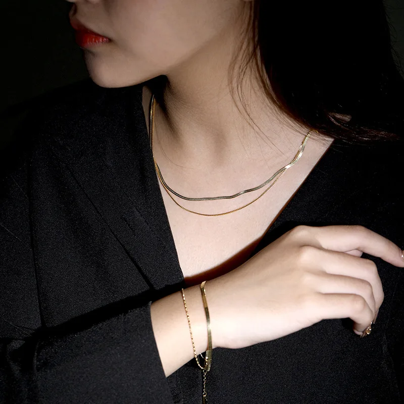 

GX 925 Sterling Silver or Gold Plated Figaro Cuban Snake Blade Cross chain Necklaces and & bracelets for jewelry chain set 1
