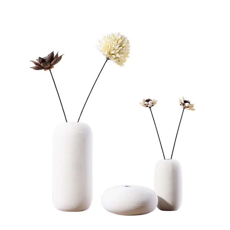 

A49 Nordic Ceramic Flower Vase Home Furnishings ins Crafts Dried Flowers White Floral Ornaments Ceramic Flower Vase