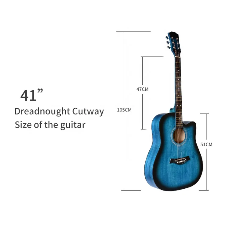 

Cheap price high quality blue beginner guitar 41 inch acoustic guitar made of Basswood plywood