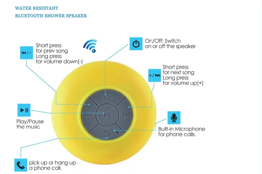 Multifunction Music Player Outdoor Wireless Portable Hand Free Waterproof Shower Bluetooth Speaker Super Bass Stereo Speakers - ANKUX.COM