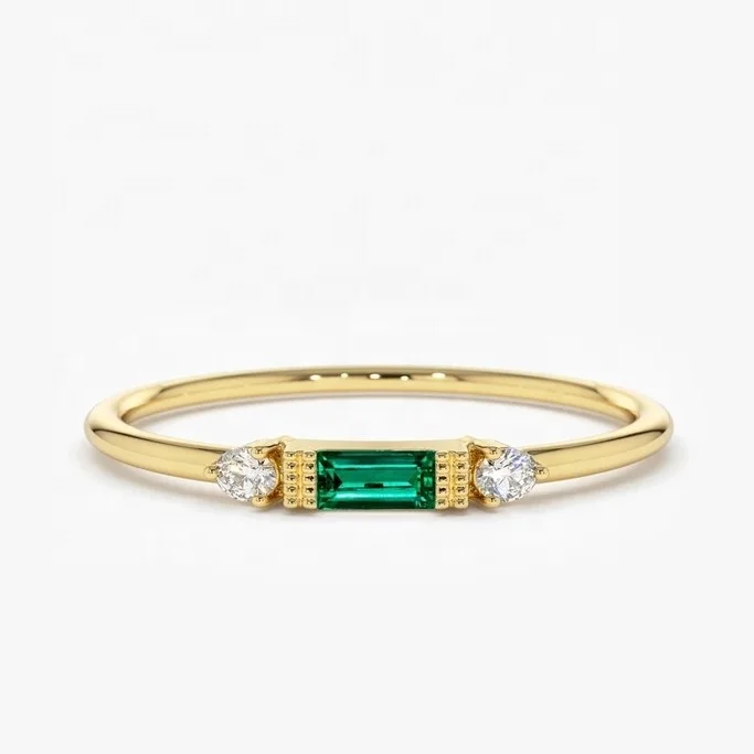 

Hawaiian Wholesale Jewelry Gold Plated Silver 925 Diamond CZ Baguette Ring