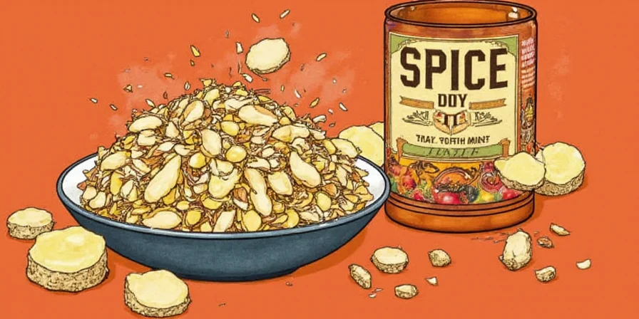 Traditional Thai spice bowl with ginger, lemongrass, and chili