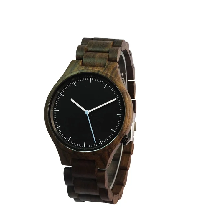 

Black sandal ebony wood watches low MOQ fast shipping Japan miyota 2035 quartz watch, Wooden color