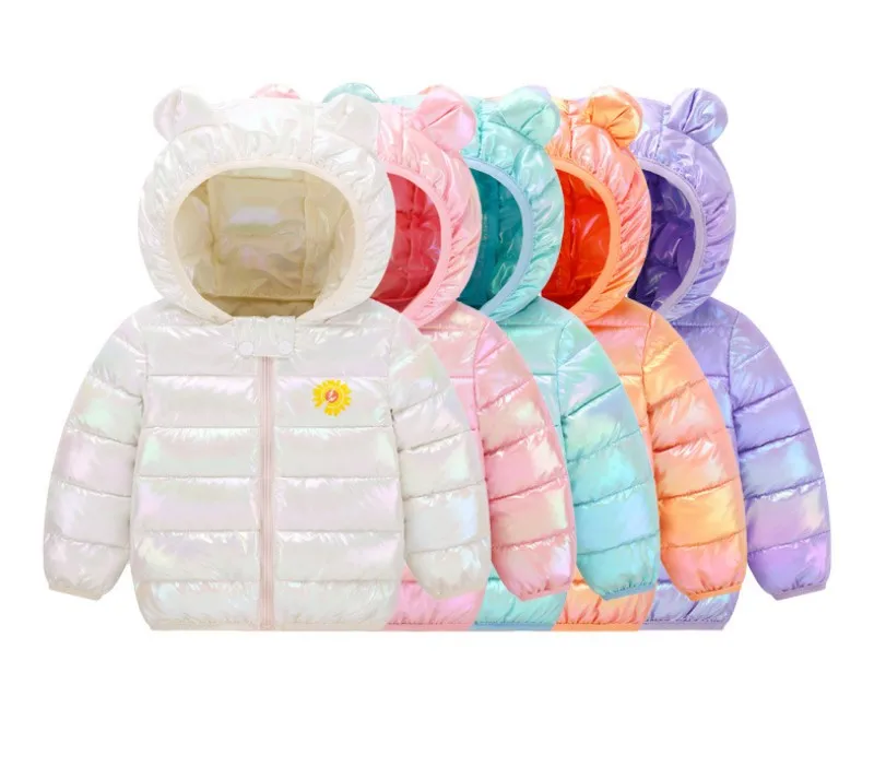 

High-visibility Waterproof Winter baby clothes children colorful down jacket boys girls cotton jacket thick hooded jacket, As picture