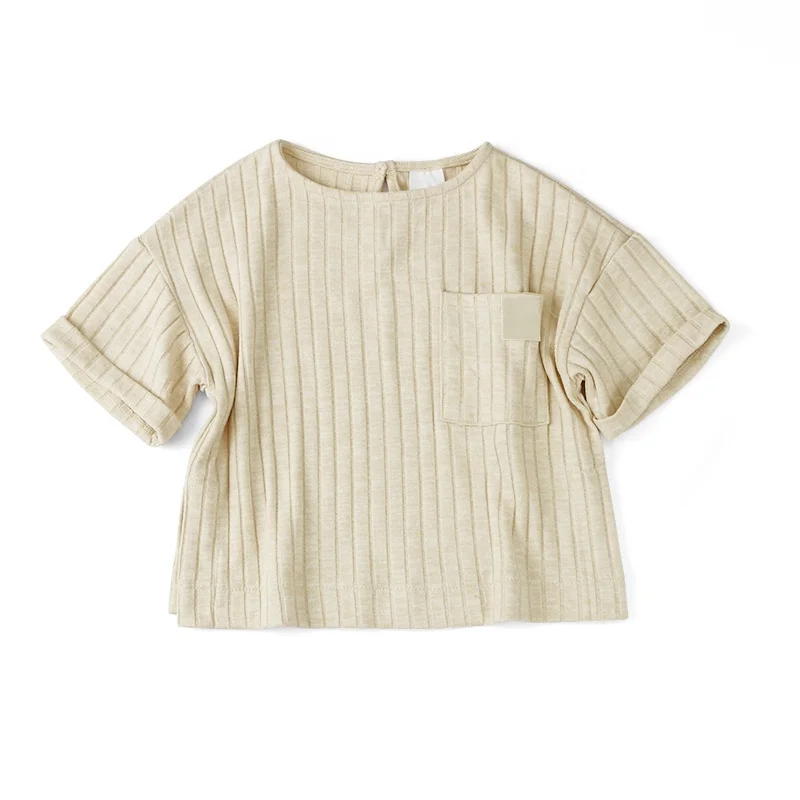 

Japan Boutiques New Baby Boy Short Sleeve Top New Children's Clothing Girls Ribbed Drape Cotton Soft T-Shirt Kids, Picture
