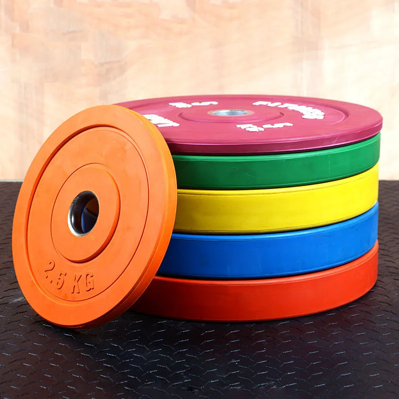 

Walright 2021 Wholesale Custom fitness power training gym competition rubber color bumper barbell weight lifting plates, Black