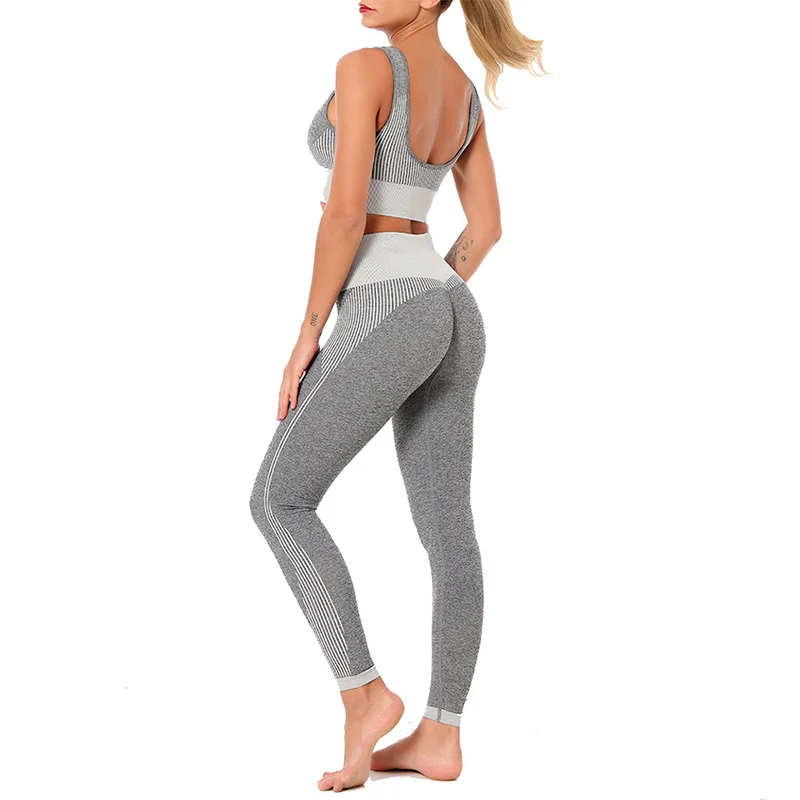 

Hot selling product custom fitness yoga wear compression activewear breathable, Grey-white/dark grey/black-white/rose red