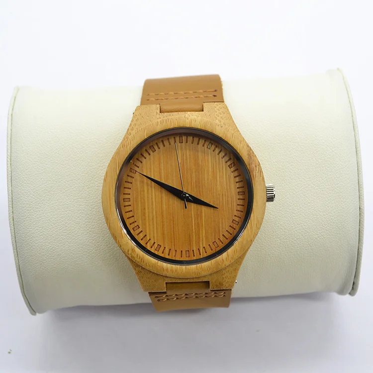 

2019 Top Gift Natural Bamboo Wooden Genuine Leather Wooden Clock Male hour Reloj de madera Watches Men Wrist, Silver, gold, rose gold etc.
