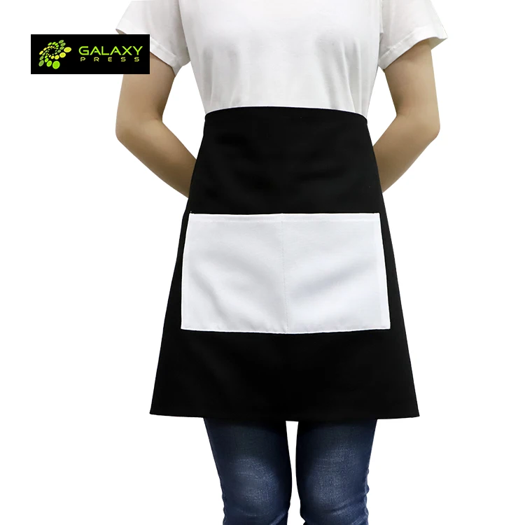 

New Coming Wholesale 100% Cotton Blank Sublimation Apron with Two Pockets, Bule/black