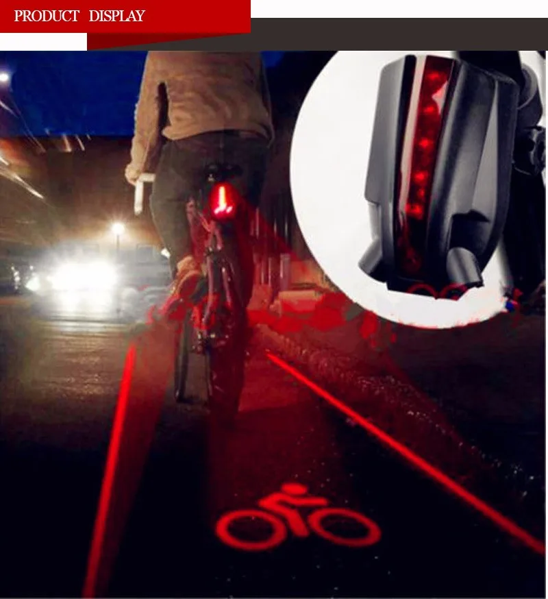 Laser Cycling 5 LED Rechargeable Bike Bicycle Tail Warning Light Rear Safety k 