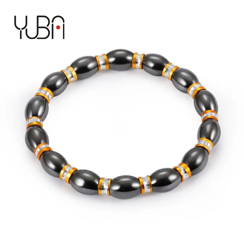 

Wholesale Custom Black Magnet beaded Bracelet Charm Beads Stretch Bracelets For Couple, As show