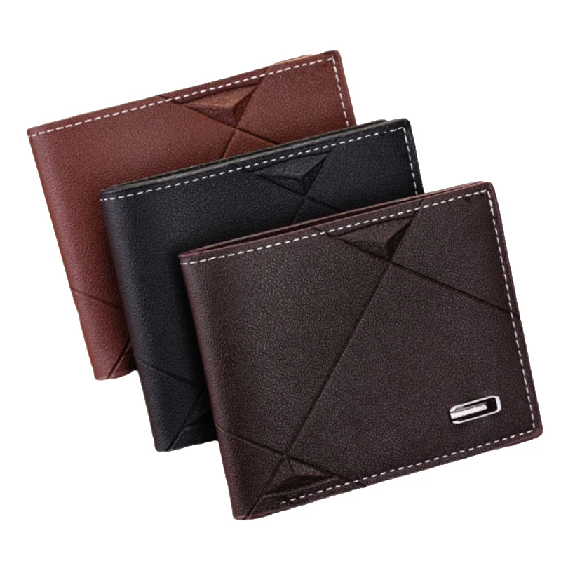 

Hot Sale Business Bifold PU Leather Wallet Credit Card Holders Short Purse For Men Minimalist British Style Man Wallet