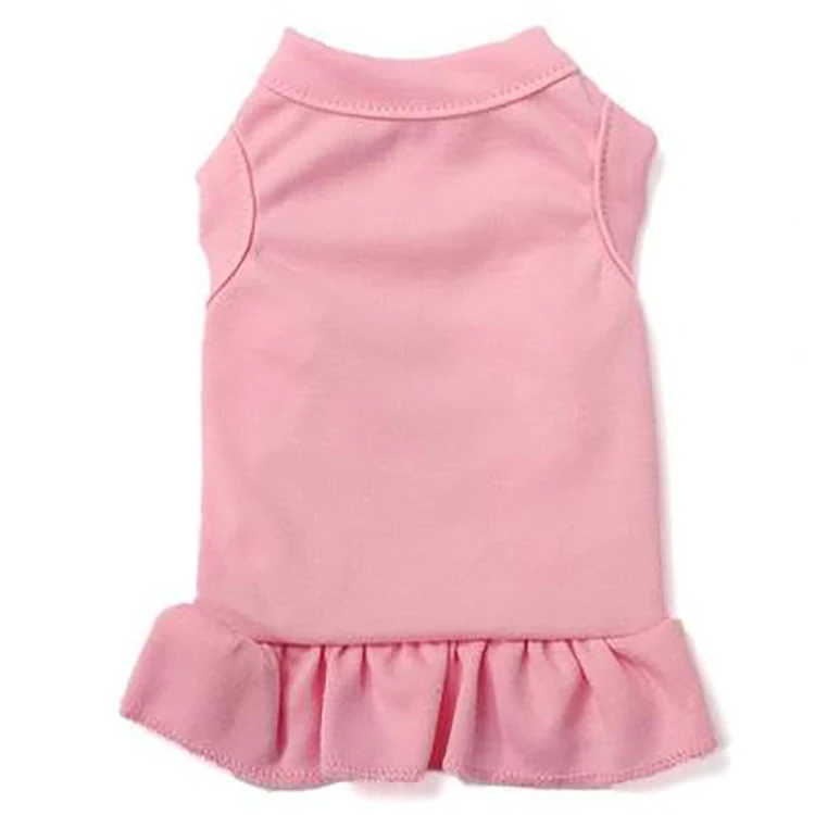 

Cheap Cotton Pet Classic Solid Color Ruffle Dress Dog Cat Clothes Summer