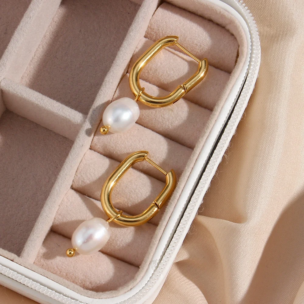 

Drop Shipping Product Gold Plated Fresh Water Pearl Drop Earring Stainless Steel Jewelry Wholesale