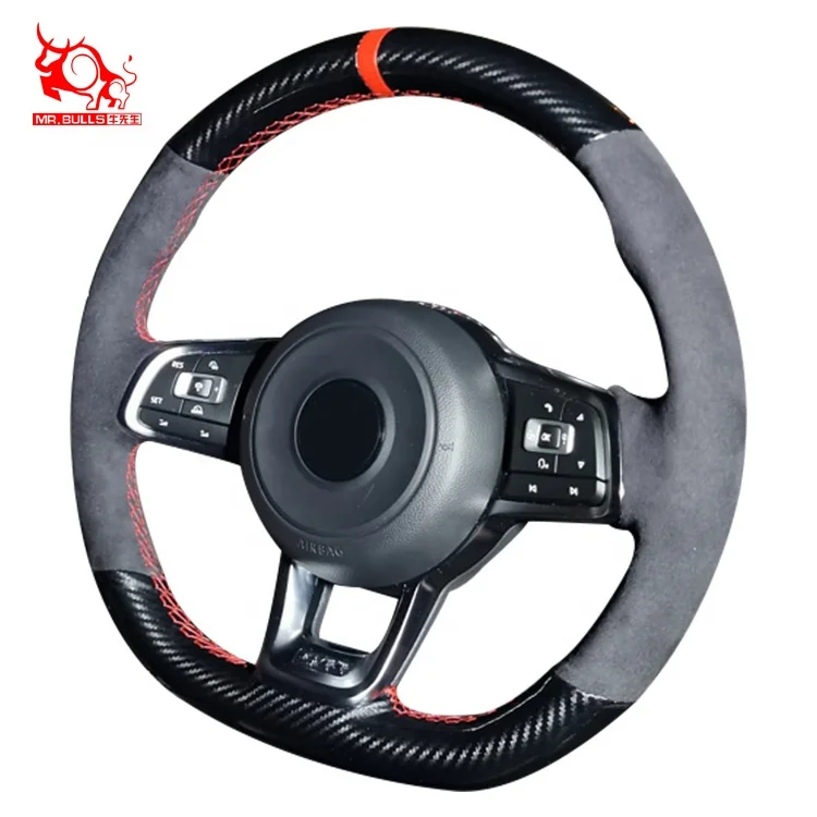 

free shipping custom leather diy car steering wheel cover with needles for Volkswagen, Customized color