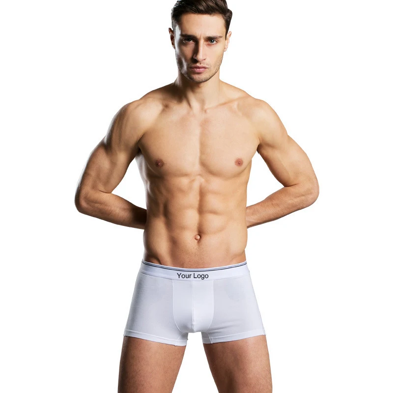 

Custom LOGO Cotton Underwear Men Boxershorts Boxer Briefs Men White Underwear Trunks