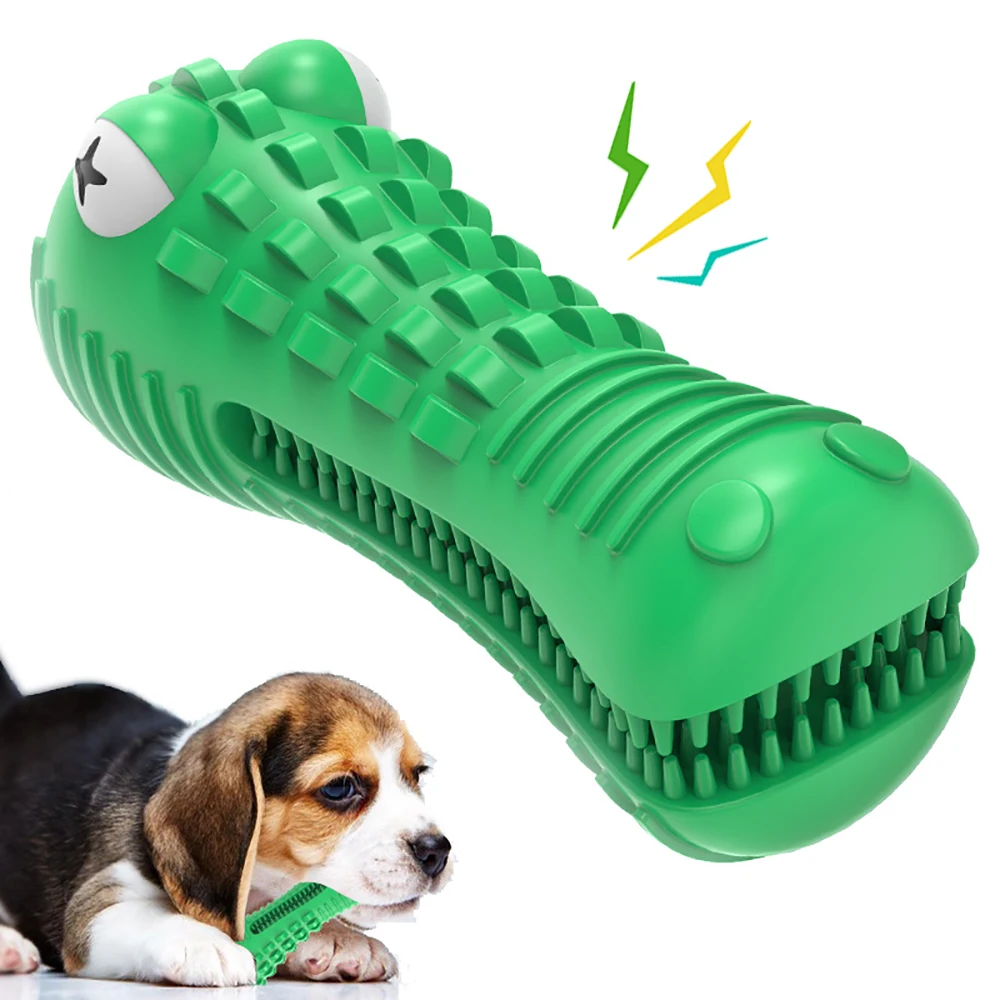 

Amazon pet supplies interactive eco friendly rubber crocodile squeaking molar toothbrush dog chew toy