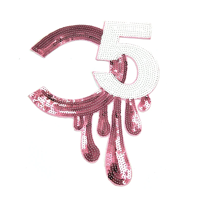 

number design custom sequin stickers iron on transfer sequin patches for clothing