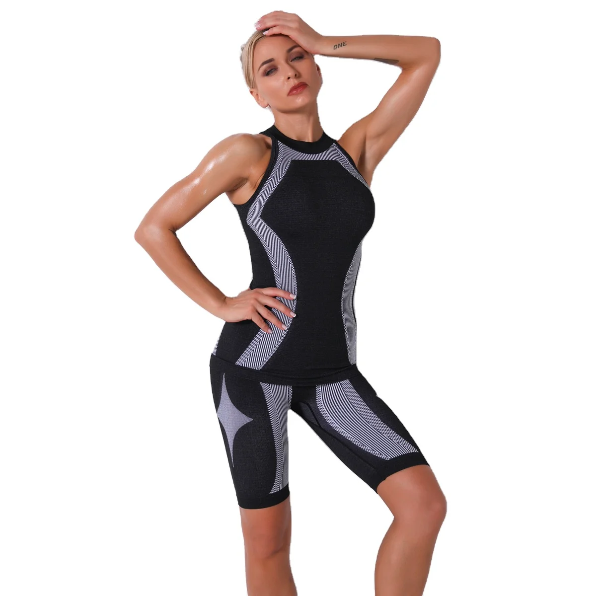 

Women's Sports Bras Sets Sleeveless Tops Biker Shorts Two Piece Outfits